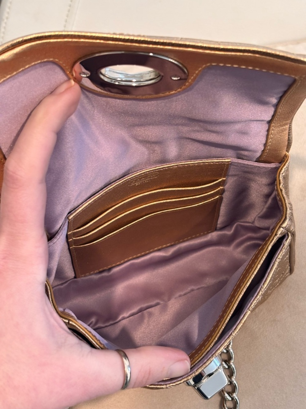 COACH Madison Metallic Leather Chain Mini Bag (Style #42727) - Picture 13 of 16